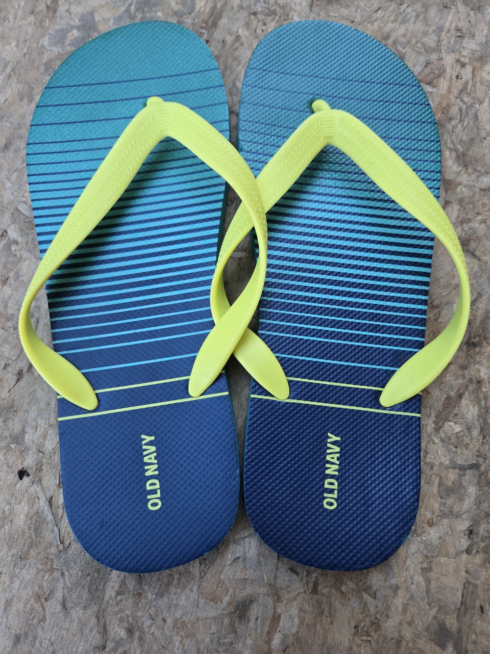 Old Navy Men's Blue & Neon Yellow Flip Flops